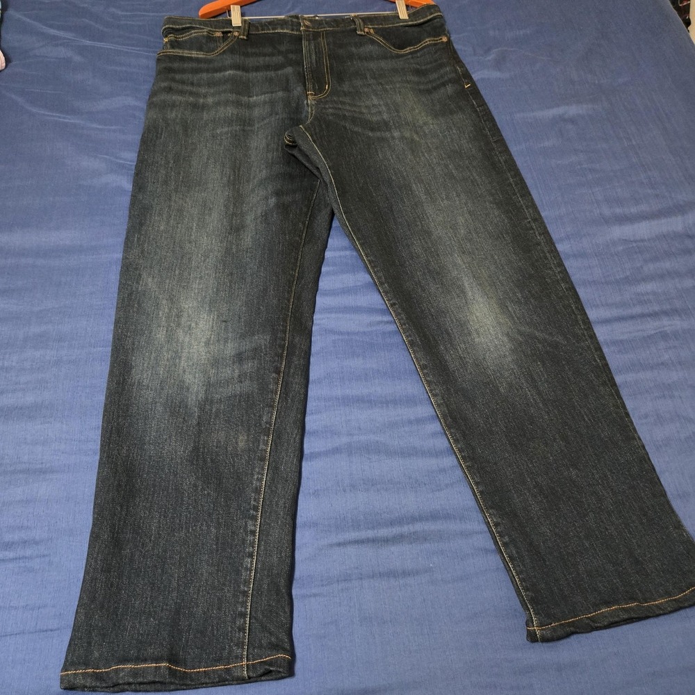 Lands' End Jeans Mens 40x30 Blue Square Rigger Denim Stretch Casual Dark Wash